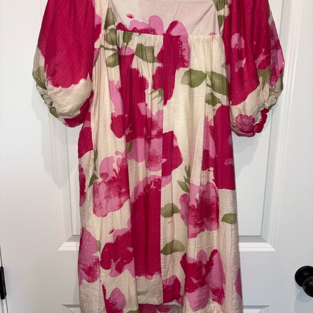 Umgee Pink and White/cream Off-Shoulder Dress - Picture 5 of 5